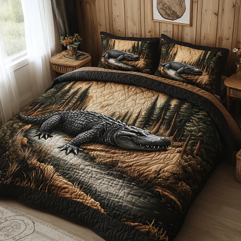 3-Piece Quilted Bed Set - Woodland Animals