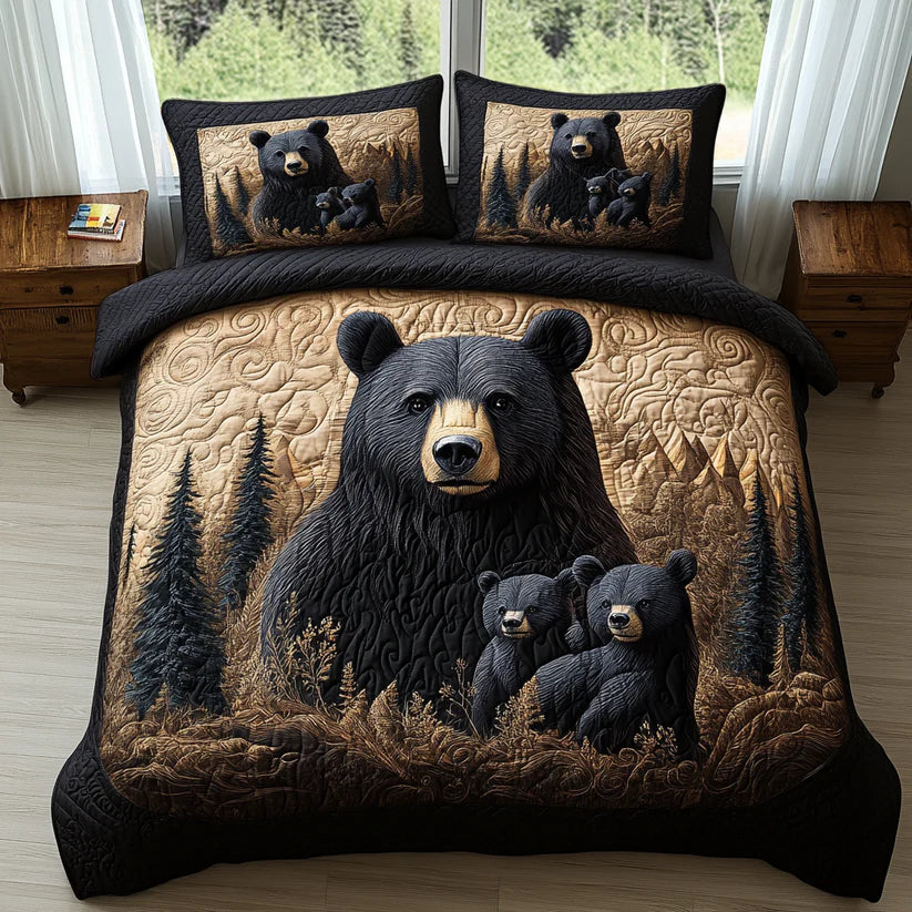 3-Piece Quilted Bed Set - Woodland Animals