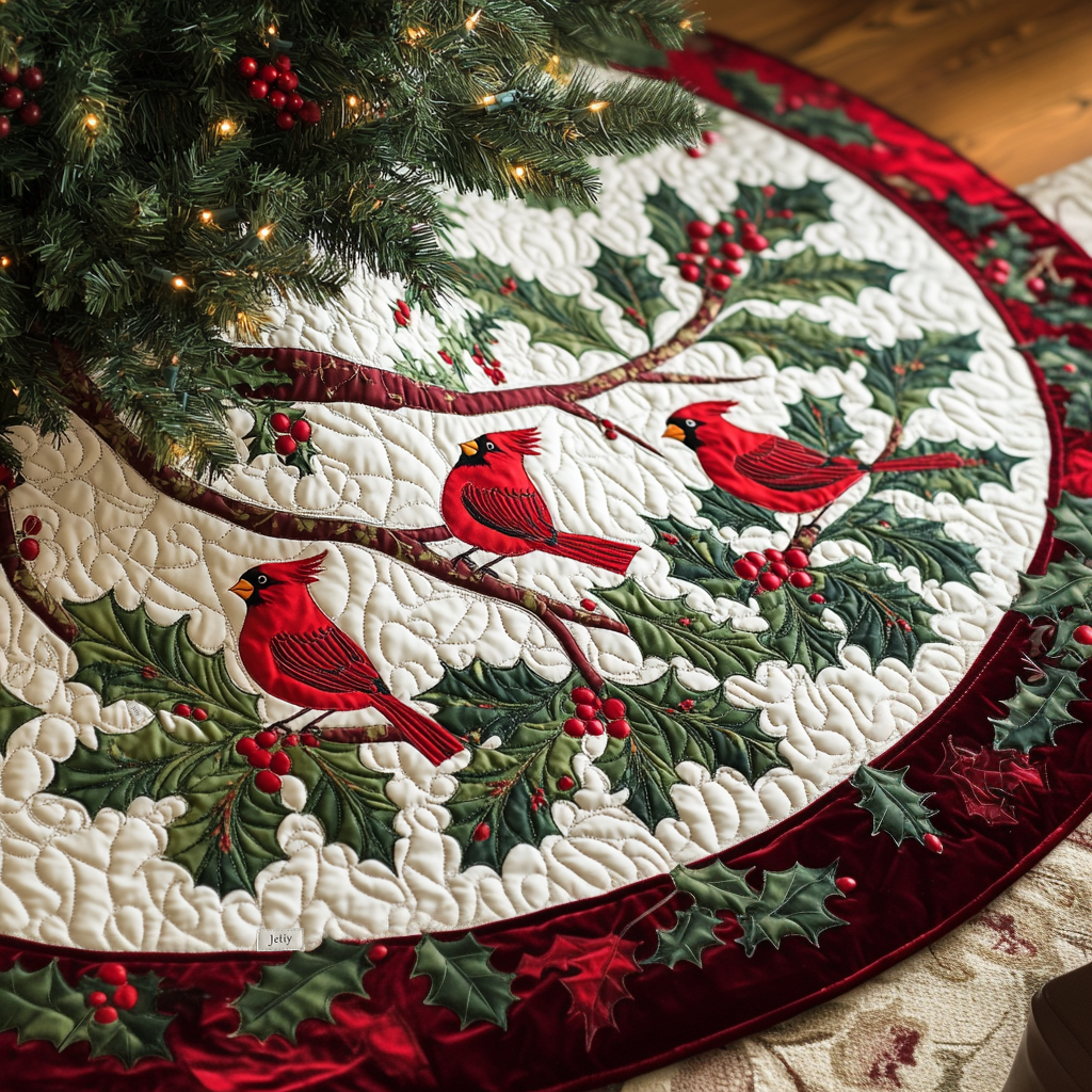 Festive Classics Quilted Christmas Tree Skirt