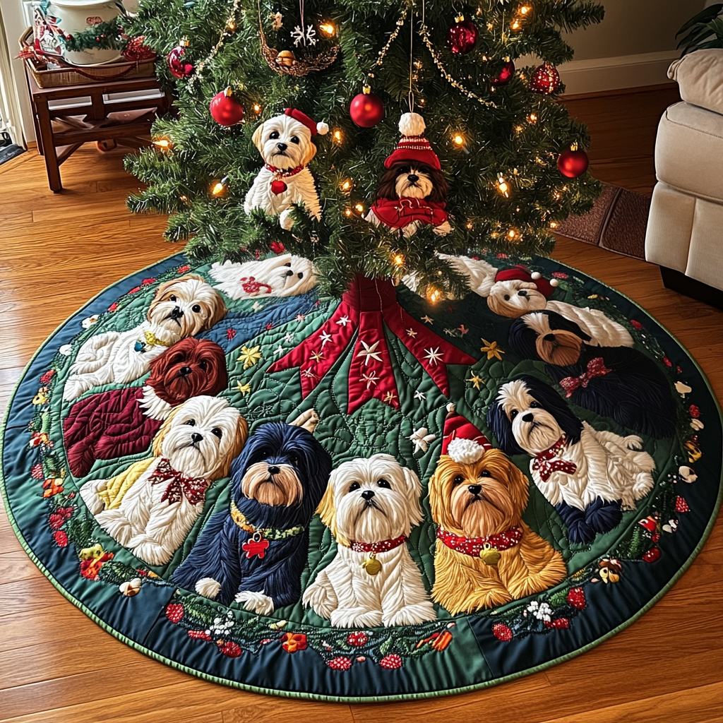 Festive Classics Quilted Christmas Tree Skirt