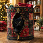 Plaid Zipper Cat Laundry Basket
