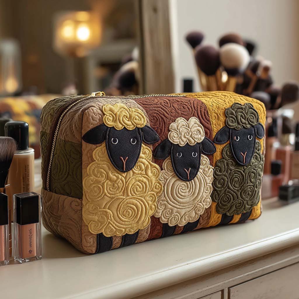 Quilted Cosmetic Bag with Sheep