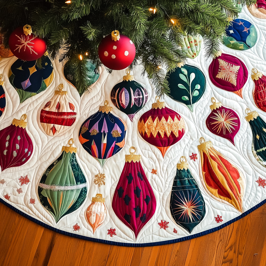 Festive Classics Quilted Christmas Tree Skirt