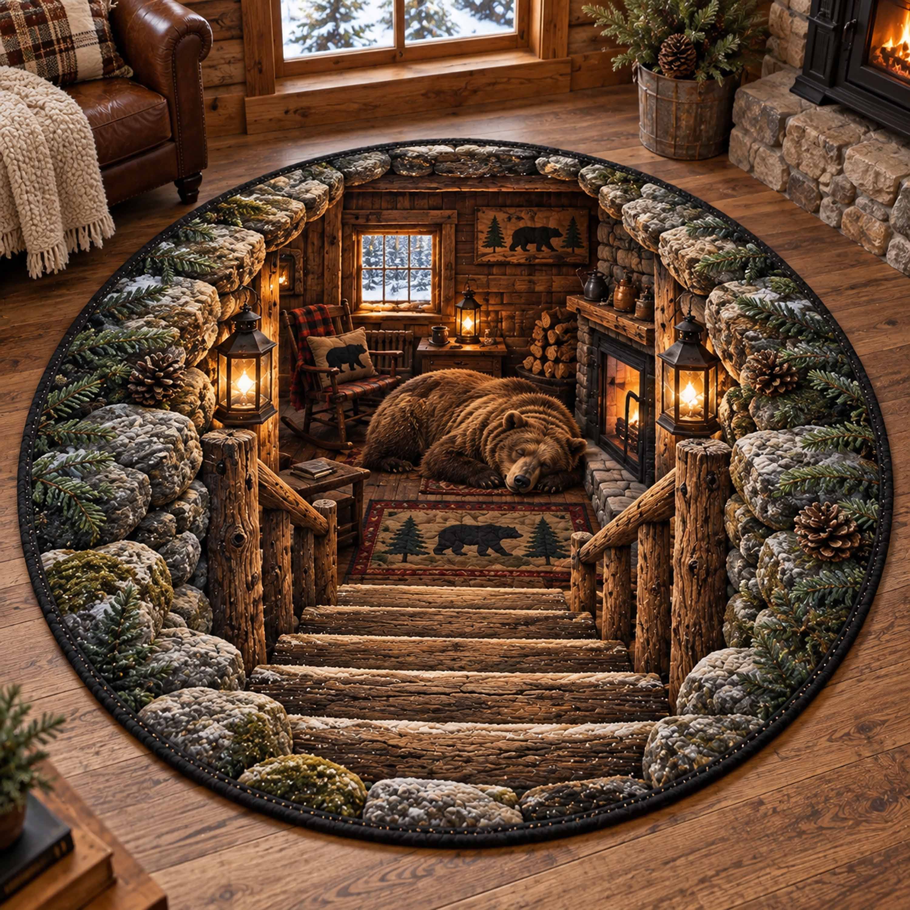 Bear Haven Quilted Round Mat