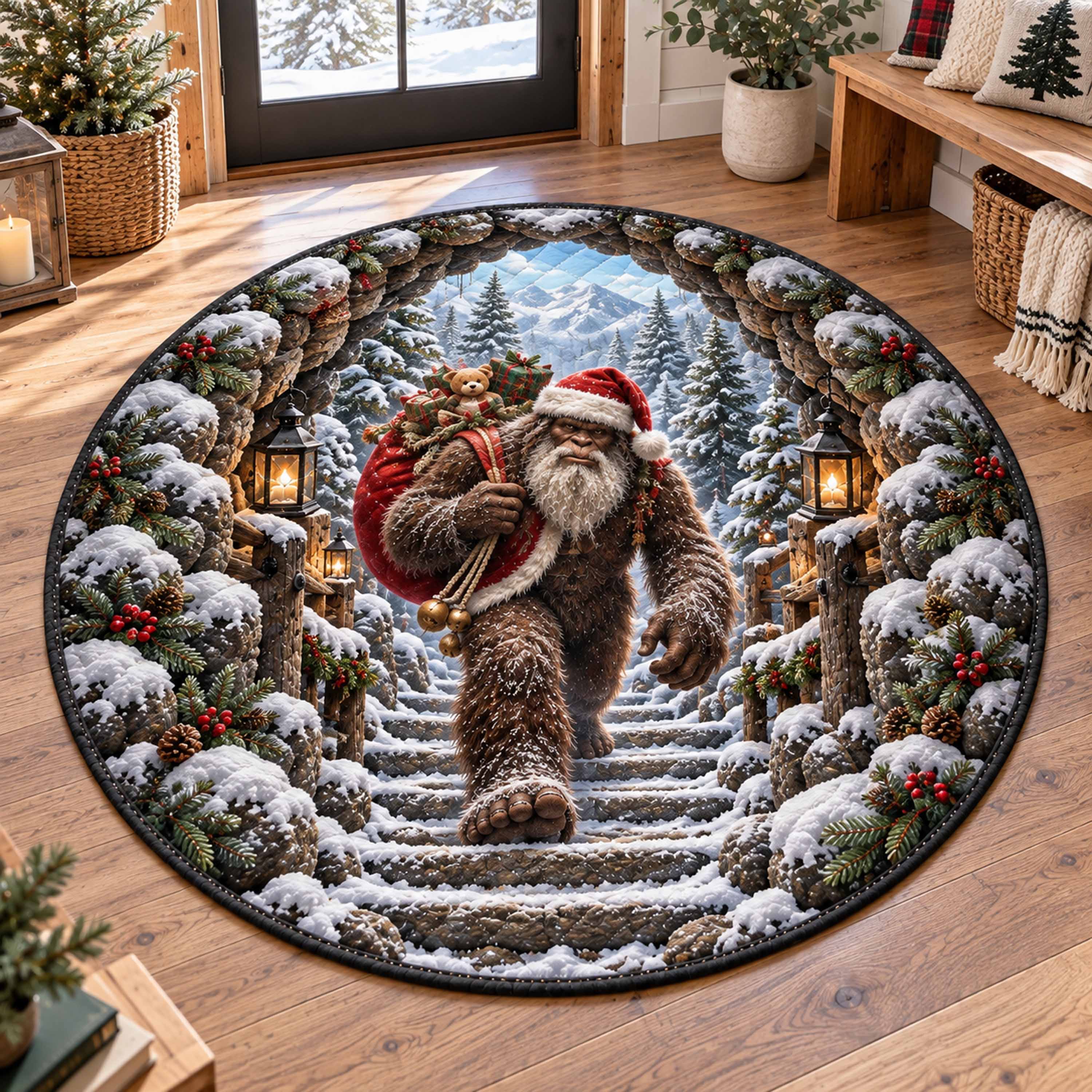 Bigfoot Forest Quilted Round Mat