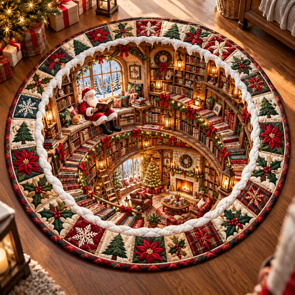 Christmas Eve Storybook Quilted Round Mat