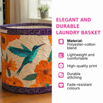 Quilted laundry basket features