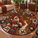 Heritage Christmas Library Quilted Round Mat