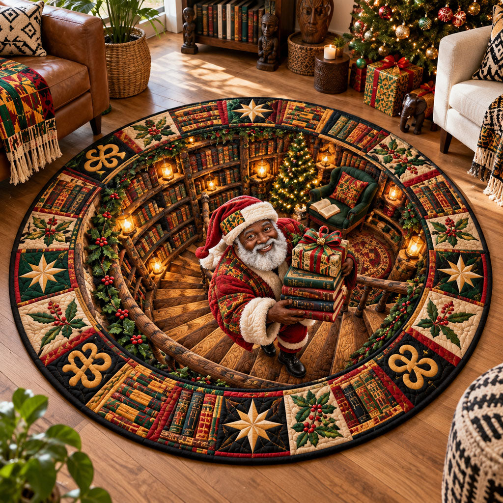 Heritage Christmas with Santa Quilted Round Mat