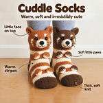 Snuggly socks striped red panda features