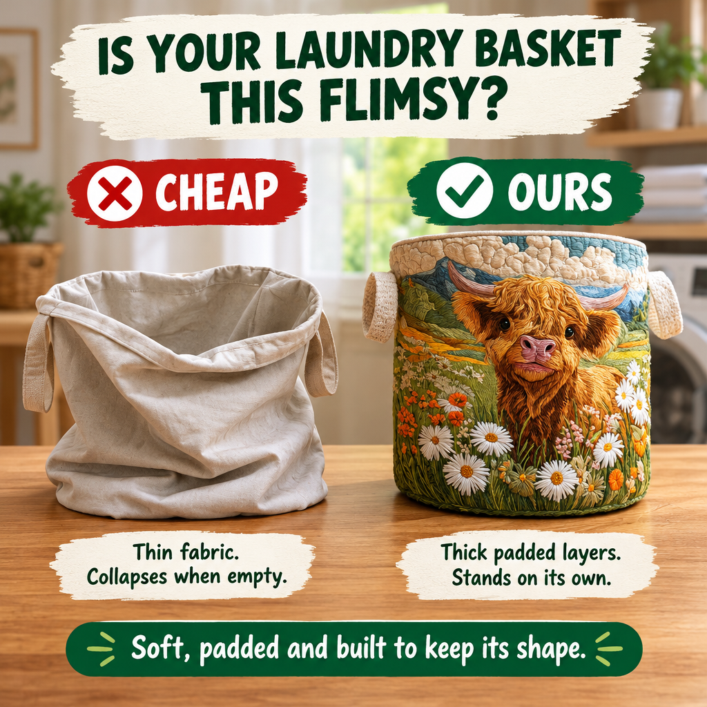 Comparison: thin flimsy basket versus the thick padded Bloom Highland basket that stands on its own