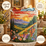 Morning Glory basket features: thick quilted padding, stands on its own, folds flat for storage