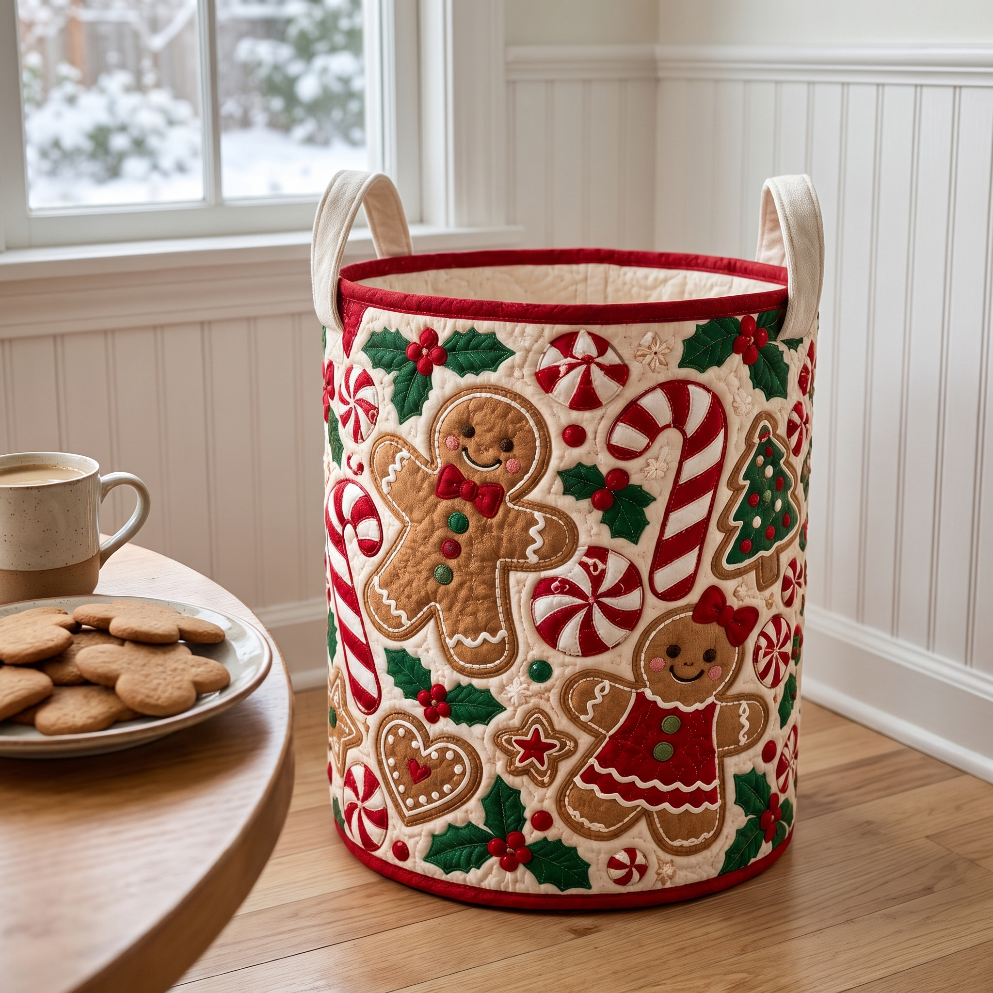 Hand-Quilted Christmas Storage Basket