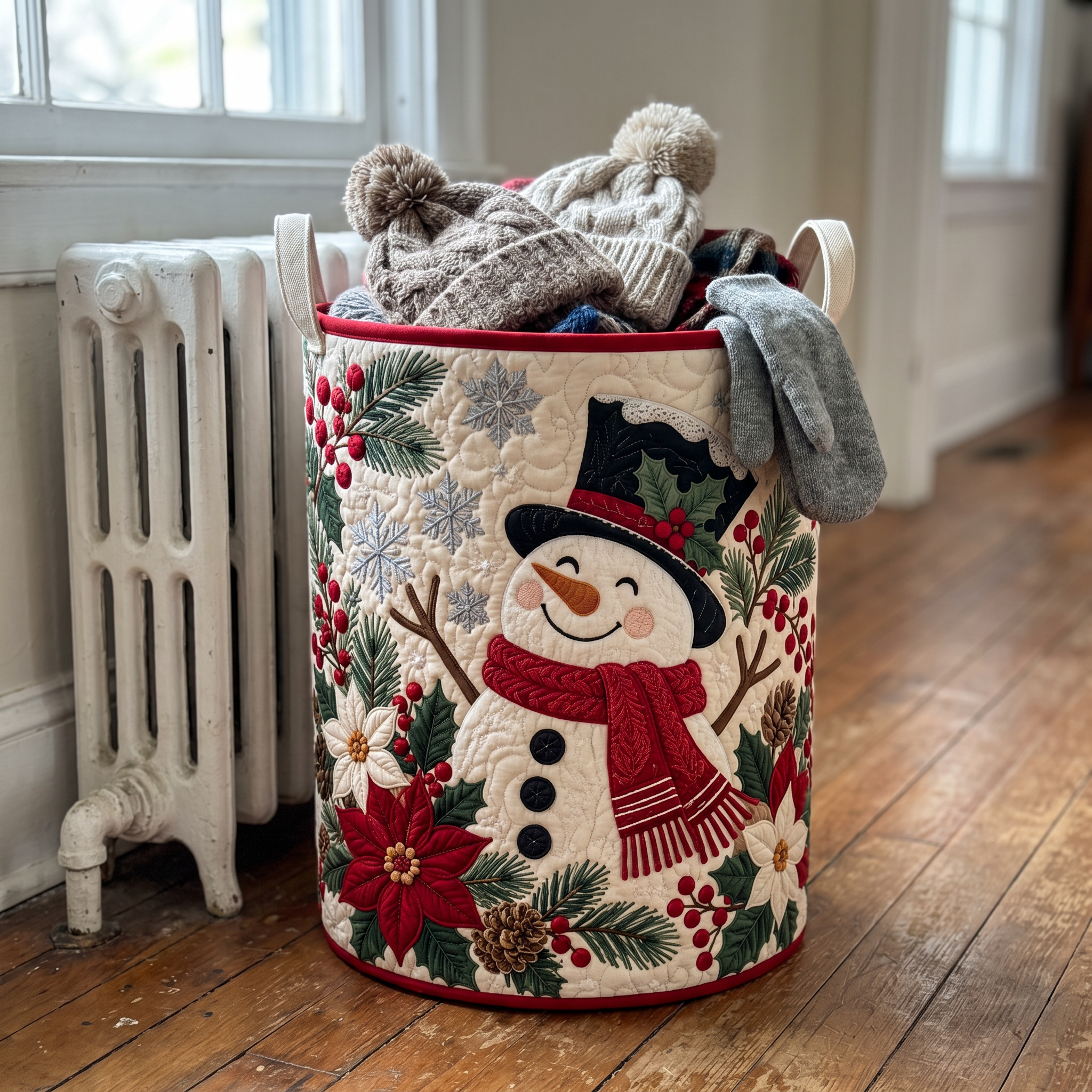Hand-Quilted Christmas Storage Basket