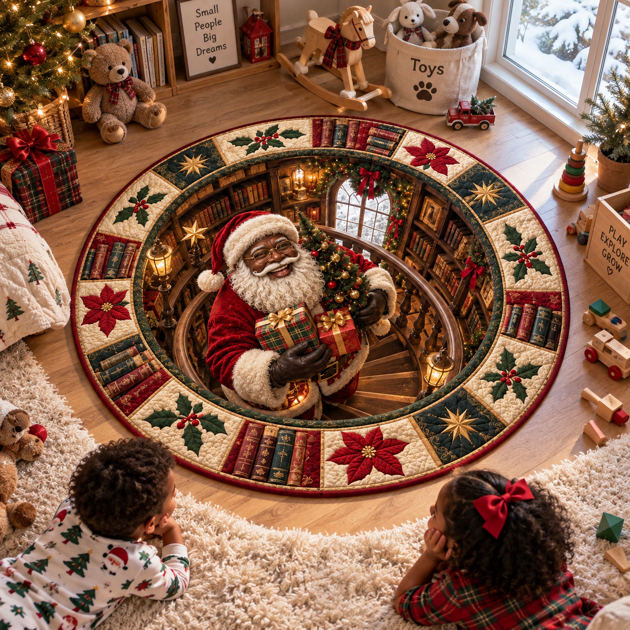Merry Santa Quilted Round Mat