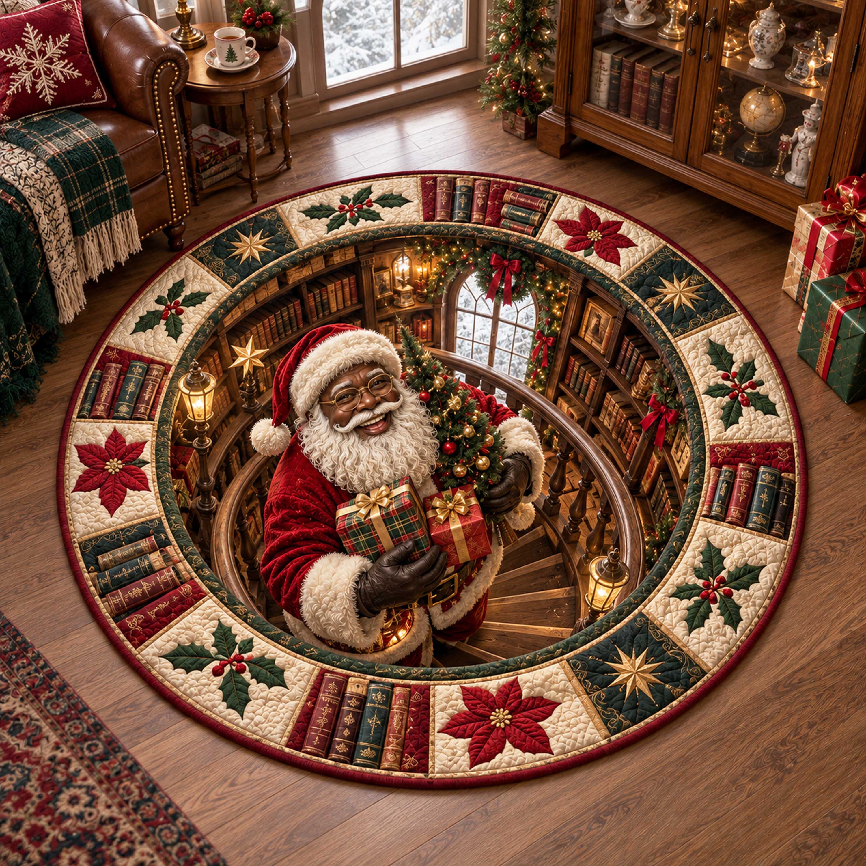 Merry Santa Quilted Round Mat