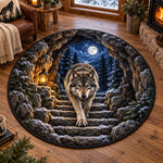 Mountain Wolf Quilted Round Mat
