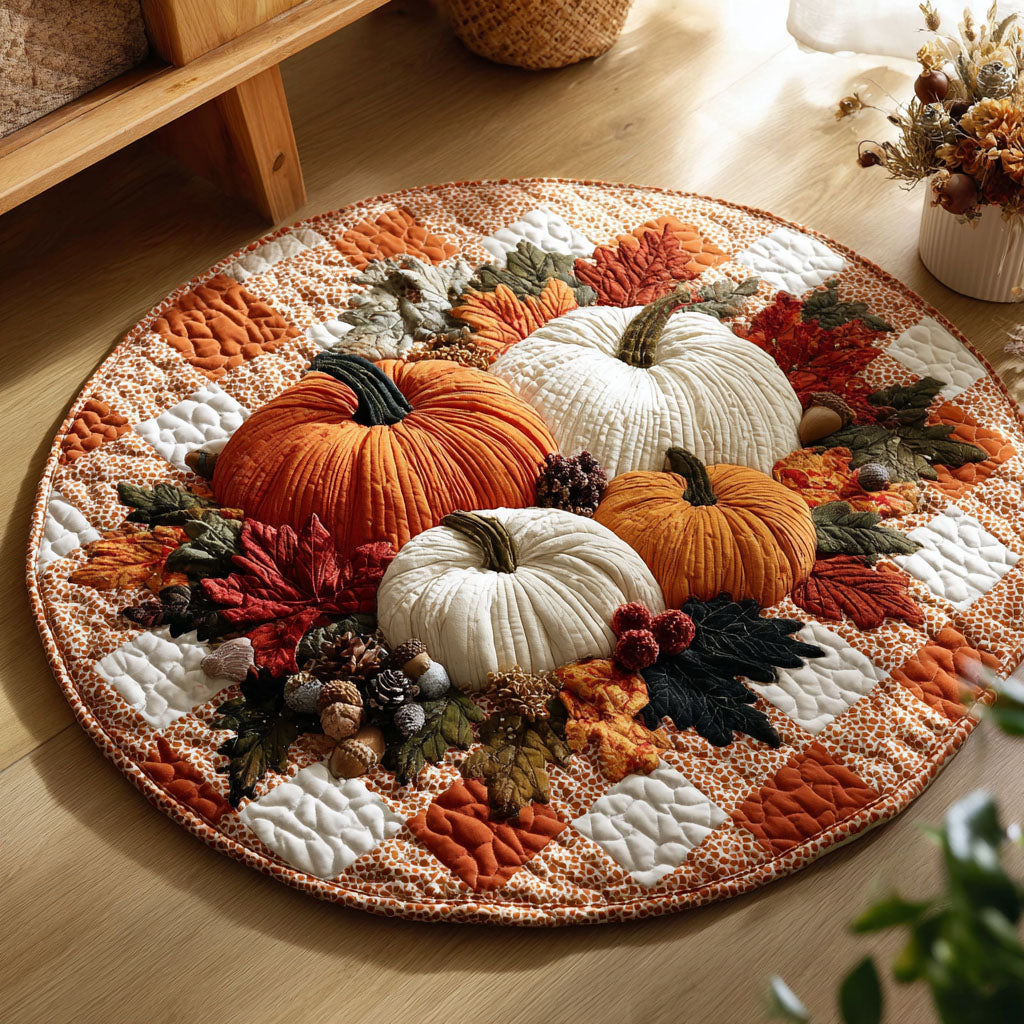 Pumpkin Patch Bliss Quilted Round Mat