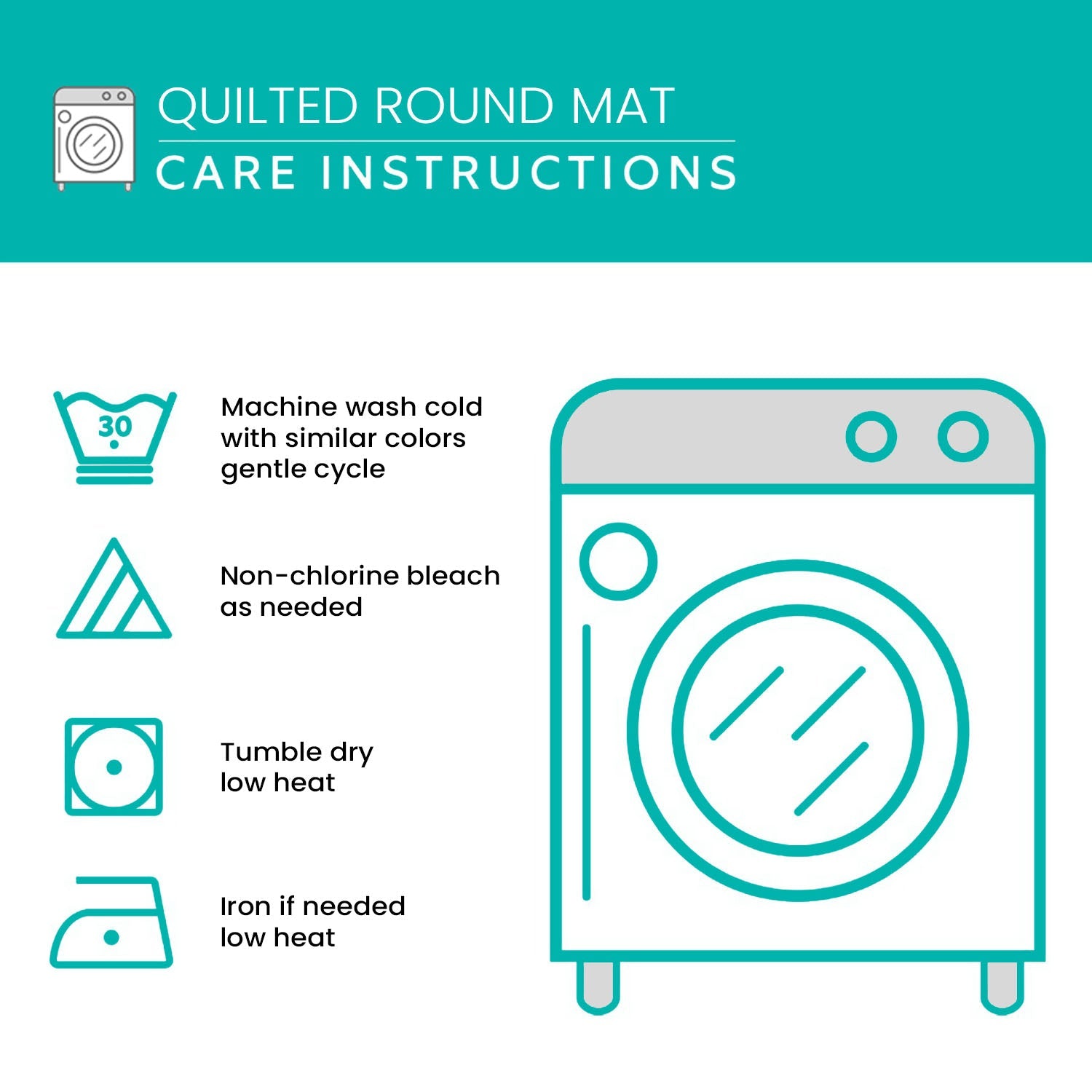 Quilted round mat care instructions