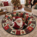 Santa Christmas Portal Quilted Round Mat