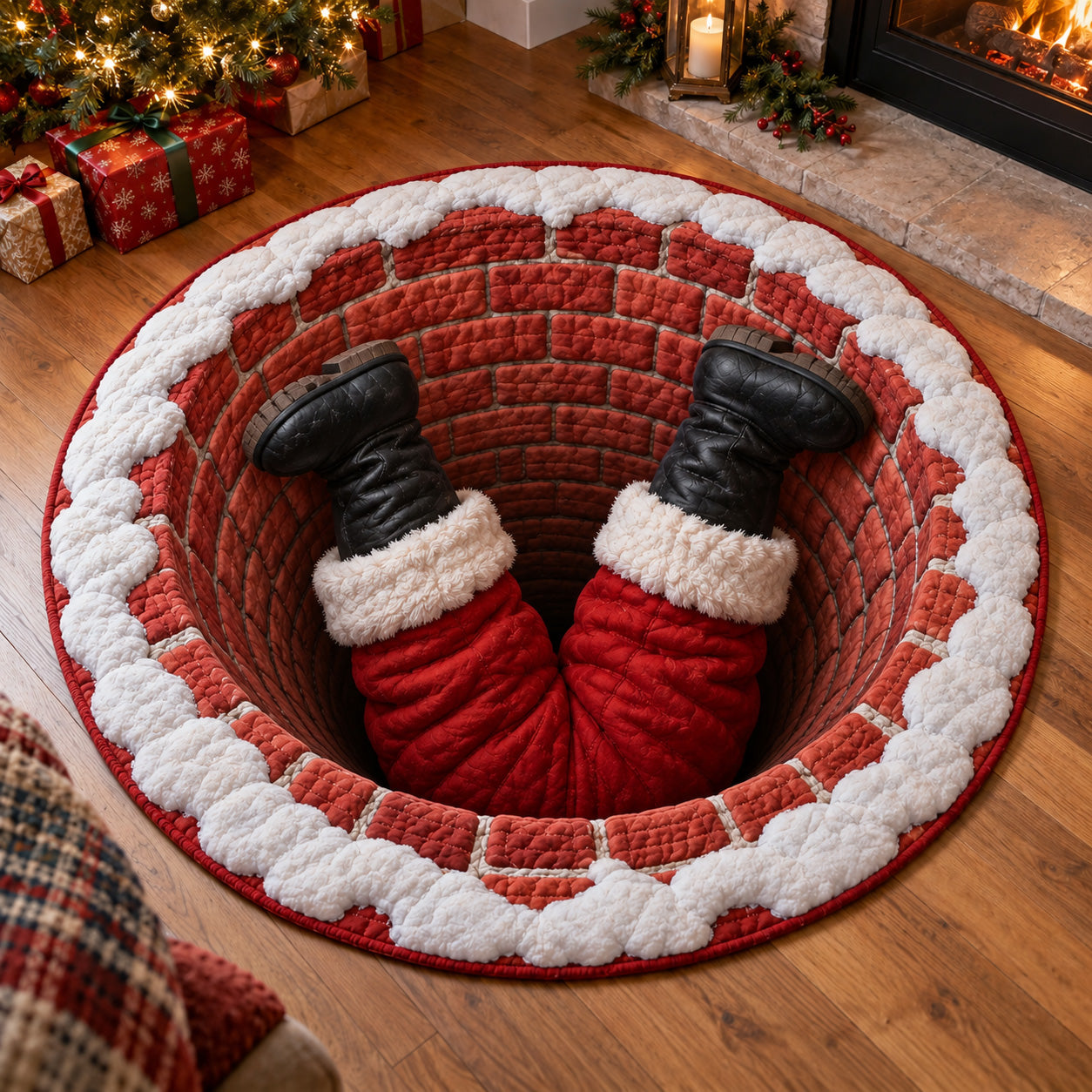 Santa Cosy Landing Quilted Round Mat