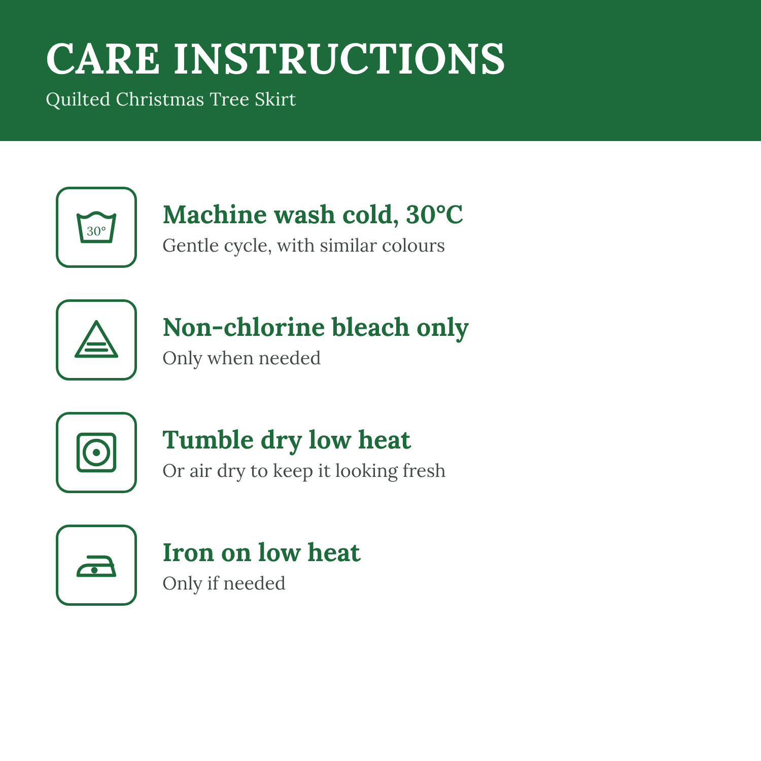 Quilted Christmas tree skirt care instructions