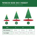 Which tree skirt size do I need, by tree height in centimetres